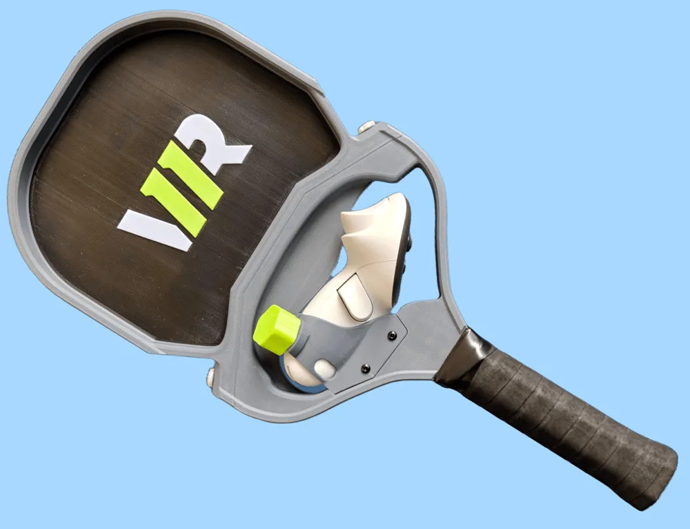 A SolidSlime handle adapter fitted to a VR controller